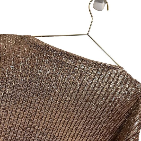 Zara Rose Gold Fully Sequined Mini Dress Long Sleeve MED - Picture 6 of 7